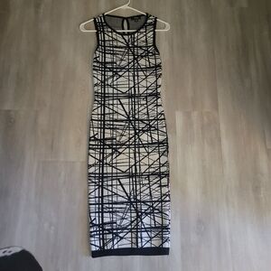 Black and White pencil midi dress